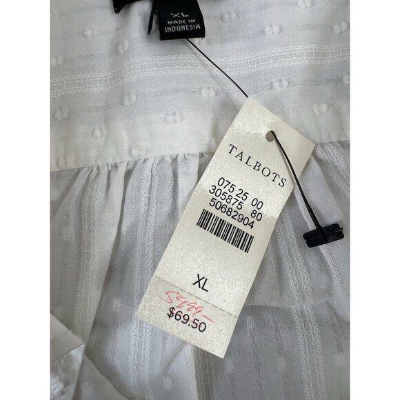 Talbots White Cotton Button Down Blouse Shirt Size XL Career Office Casual - Picture 12 of 14